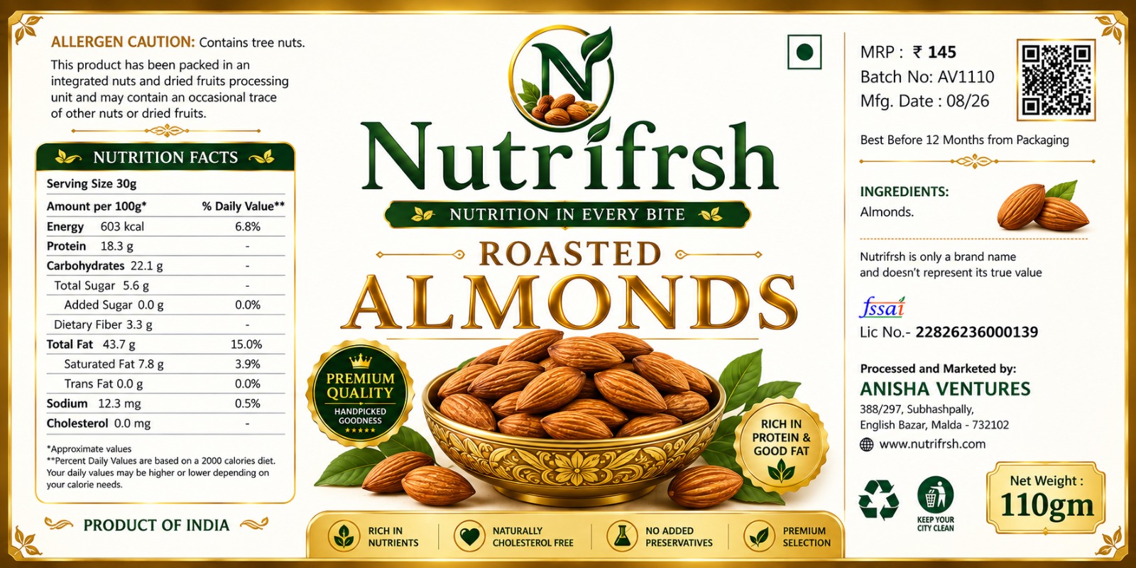 Nutrifrsh roasted almonds