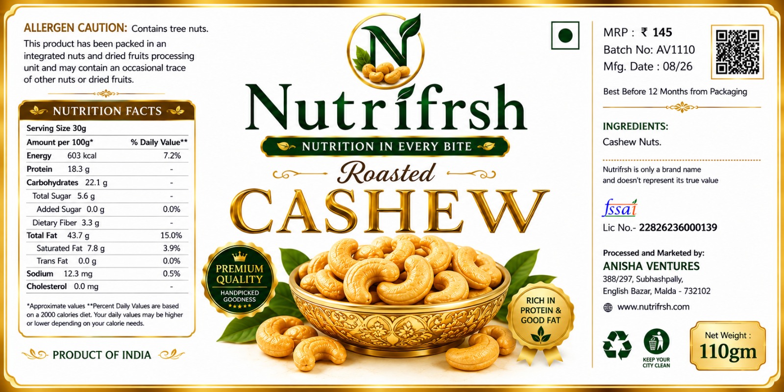 Nutrifrsh roasted cashew